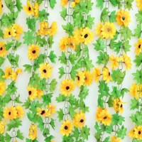Sunflower Artificial Silk Fake Flowers Vine Ivy Leaf Flower Arts For Party Decor   223102906060